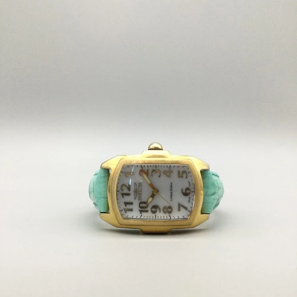 Invicta Lupah Music Crystal Women Watch 29mm Gold Tone Leather LE New Battery